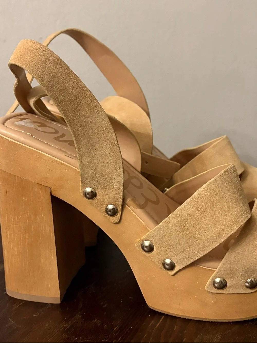 Sam Edelman Beige Suede Platform Sandals